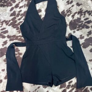 Luxxel Chic Black Halter Romper Sz Large